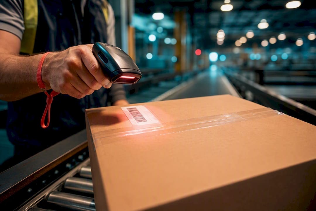 Parcel receiving a carrier barcode scan